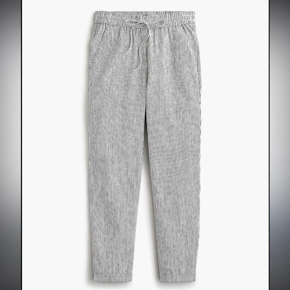 J Crew Linen/Cotton Drawstring Stripe Pants